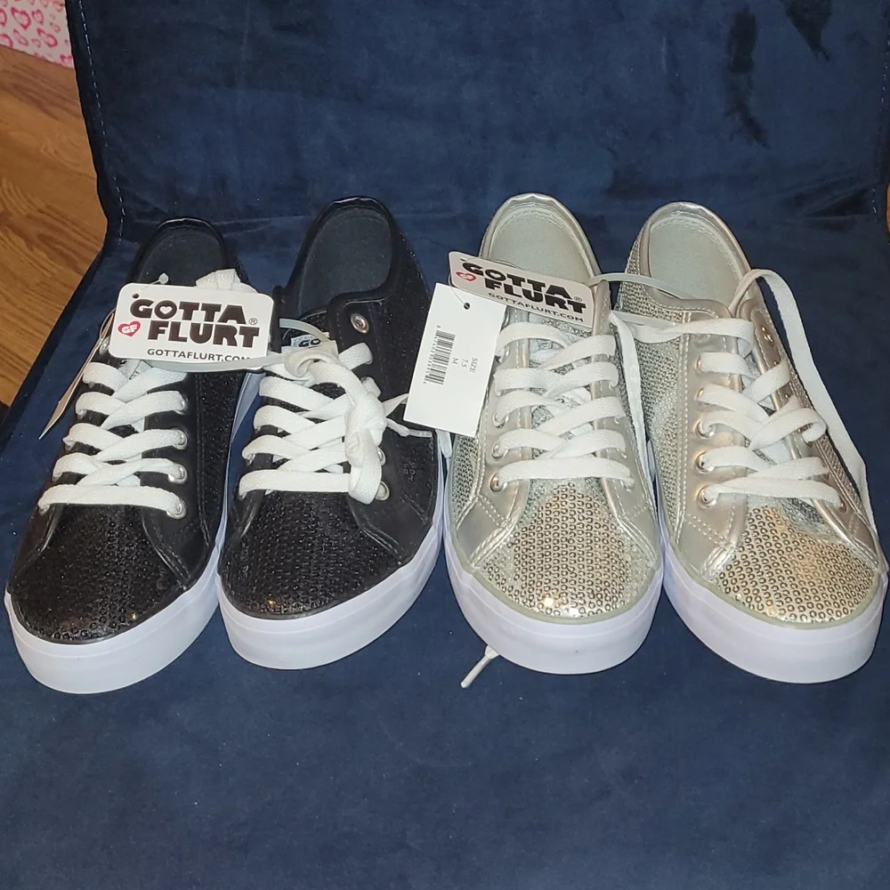New GOTTA FLURT mini sequin styled sneaker set size 7.5(you get them both) - Picture 1 of 8